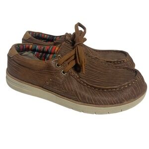 Rank 45 Sanford Herringbone Brown Leather Western Casual Loafers Mens 9